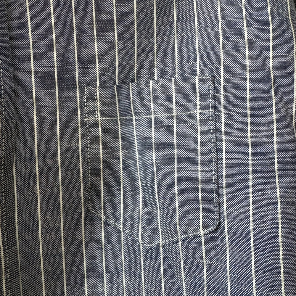 Frank & Eileen Relaxed Navy Striped Button Up Shirt - Picture 10 of 13